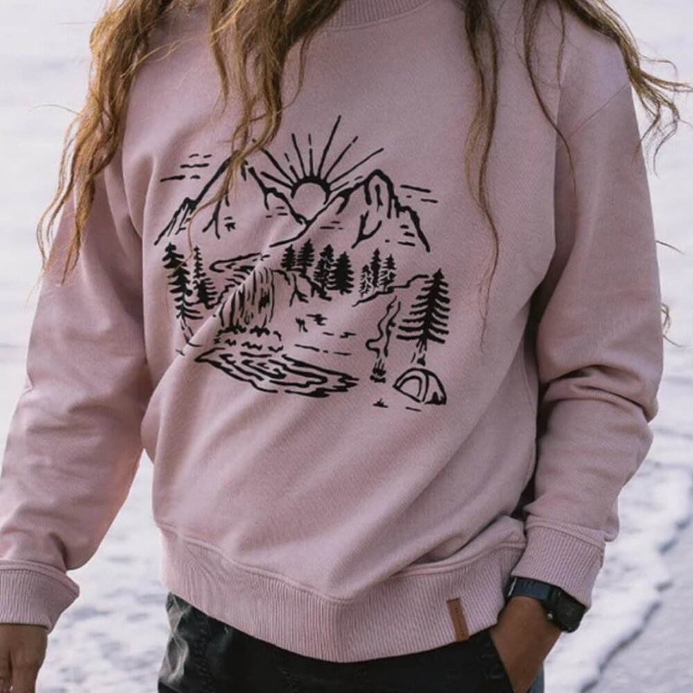 Passenger Early Riser Recycled Cotton Oversized Sweatshirt Size Large Pale Mauve